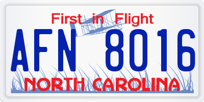 NC license plate AFN8016