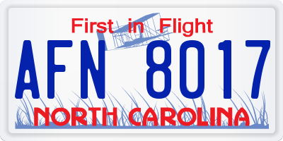 NC license plate AFN8017