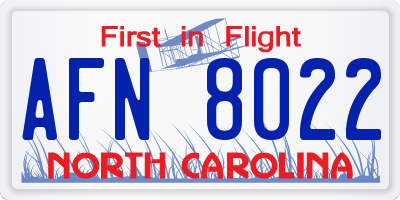 NC license plate AFN8022