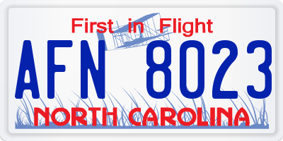 NC license plate AFN8023