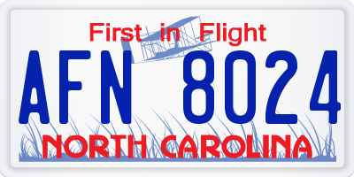 NC license plate AFN8024