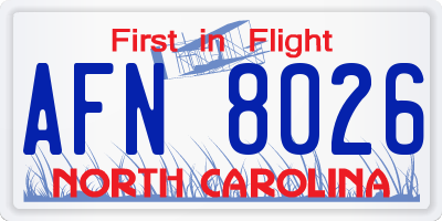 NC license plate AFN8026