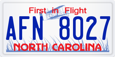 NC license plate AFN8027
