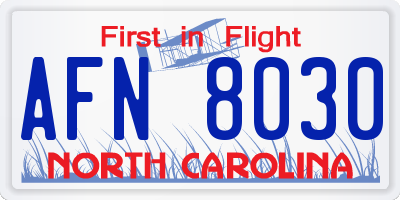 NC license plate AFN8030