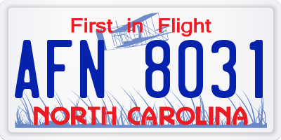 NC license plate AFN8031
