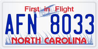 NC license plate AFN8033