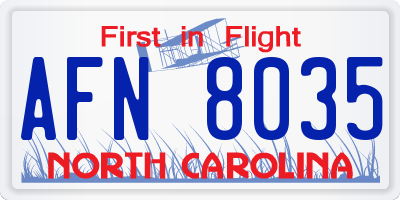 NC license plate AFN8035