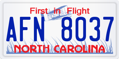 NC license plate AFN8037