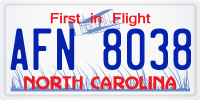 NC license plate AFN8038