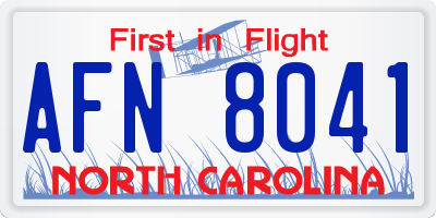 NC license plate AFN8041