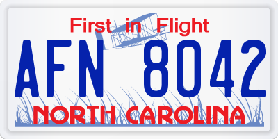 NC license plate AFN8042