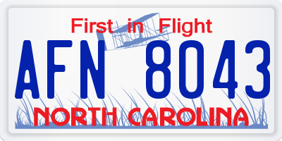 NC license plate AFN8043