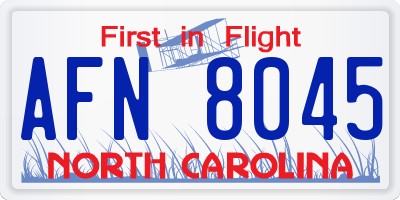 NC license plate AFN8045