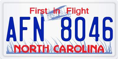 NC license plate AFN8046