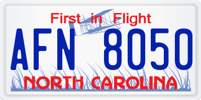 NC license plate AFN8050