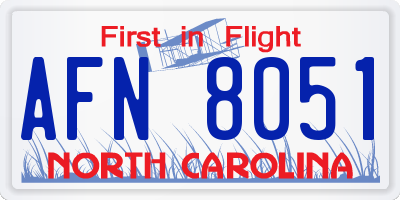 NC license plate AFN8051