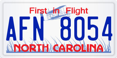 NC license plate AFN8054