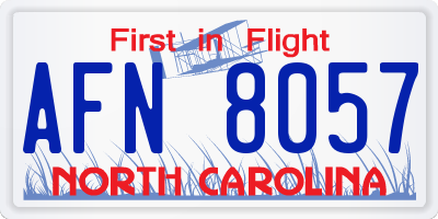 NC license plate AFN8057