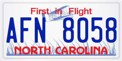 NC license plate AFN8058