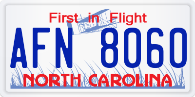 NC license plate AFN8060