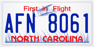 NC license plate AFN8061