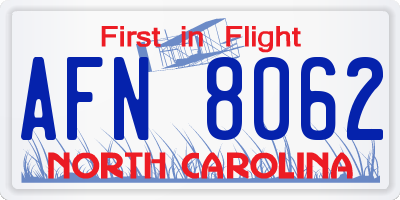 NC license plate AFN8062