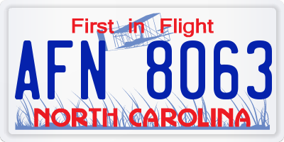 NC license plate AFN8063