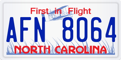 NC license plate AFN8064