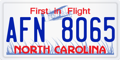 NC license plate AFN8065