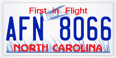 NC license plate AFN8066