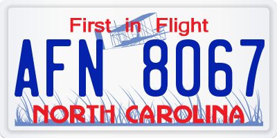 NC license plate AFN8067