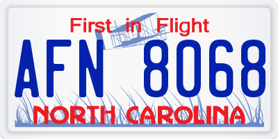 NC license plate AFN8068
