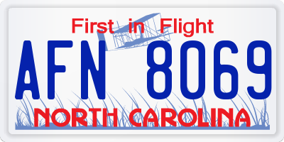 NC license plate AFN8069