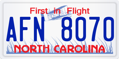 NC license plate AFN8070