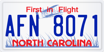 NC license plate AFN8071