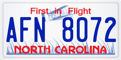 NC license plate AFN8072
