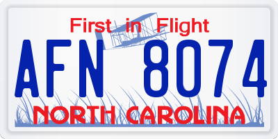 NC license plate AFN8074