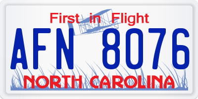 NC license plate AFN8076