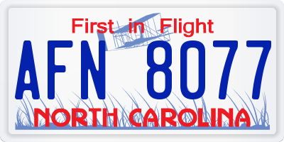 NC license plate AFN8077