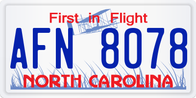 NC license plate AFN8078