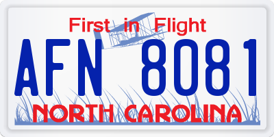 NC license plate AFN8081