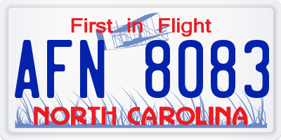 NC license plate AFN8083