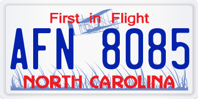 NC license plate AFN8085