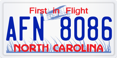 NC license plate AFN8086