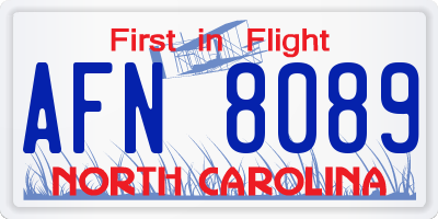 NC license plate AFN8089