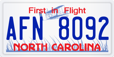 NC license plate AFN8092