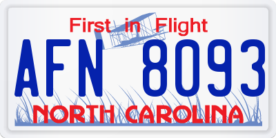 NC license plate AFN8093
