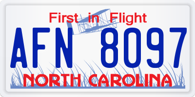 NC license plate AFN8097