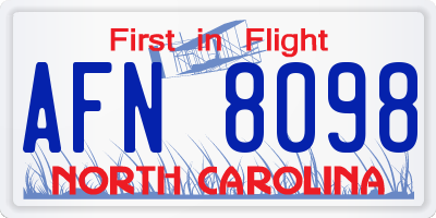 NC license plate AFN8098