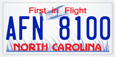 NC license plate AFN8100
